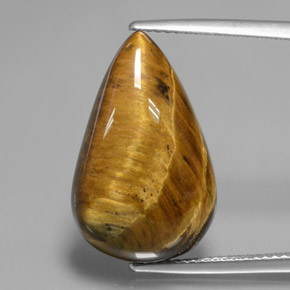 12.18캐럿 천연 골드 브라운 Tiger's Eye, 배 모양, 20.8×13.2 mm, 불투명체