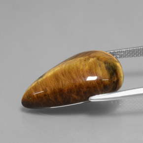 12.18캐럿 천연 골드 브라운 Tiger's Eye, 배 모양, 20.8×13.2 mm, 불투명체