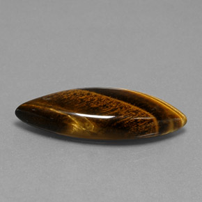16.23캐럿 천연 골드 브라운 Tiger's Eye, 마퀴즈, 31.4×11.8 mm, 불투명체