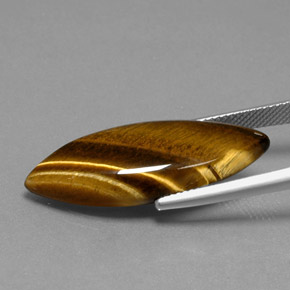 16.23캐럿 천연 골드 브라운 Tiger's Eye, 마퀴즈, 31.4×11.8 mm, 불투명체