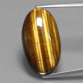 19.73캐럿 천연 골드 브라운 Tiger's Eye, 타원형 컷, 23.7×13.6 mm, 불투명체