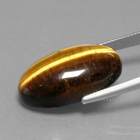 19.73캐럿 천연 골드 브라운 Tiger's Eye, 타원형 컷, 23.7×13.6 mm, 불투명체
