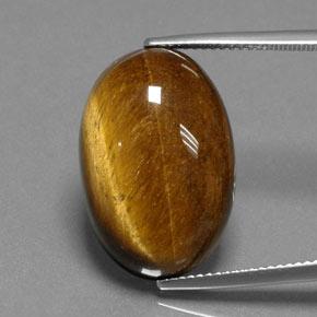 18.74캐럿 천연 골드 브라운 Tiger's Eye, 타원형 컷, 21.6×14.4 mm, 불투명체