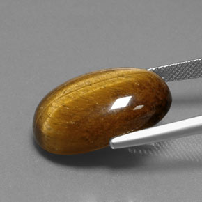 18.74캐럿 천연 골드 브라운 Tiger's Eye, 타원형 컷, 21.6×14.4 mm, 불투명체