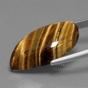 18.41캐럿 천연 골드 브라운 호랑이의 눈, 멋진 모양, 불투명체