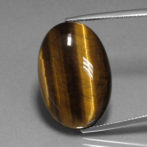 20.40캐럿 천연 골드 브라운 Tiger's Eye, 타원형 컷, 24.7×16.7 mm, 불투명체