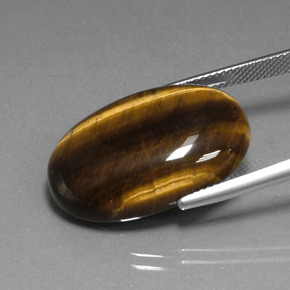 20.40캐럿 천연 골드 브라운 Tiger's Eye, 타원형 컷, 24.7×16.7 mm, 불투명체