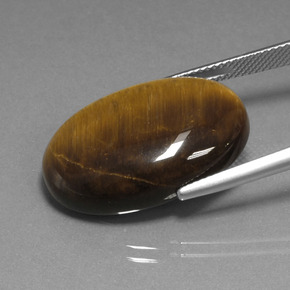 20.98캐럿 천연 웜 브라운 Tiger's Eye, 타원형 컷, 24.8×16.6 mm, 불투명체