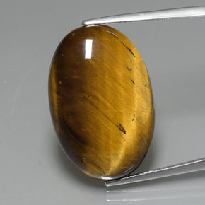 19.59캐럿 천연 골드 브라운 Tiger's Eye, 타원형 컷, 24.7×16.6 mm, 불투명체