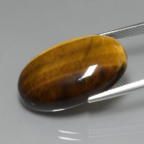20.74캐럿 천연 골드 브라운 Tiger's Eye, 타원형 컷, 24.8×16.6 mm, 불투명체