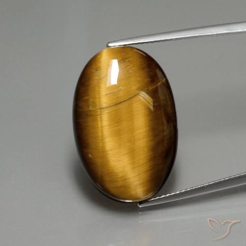 19.68ct 자연스러운 미디엄 브라운 호랑이의 눈, 타원형, 불투명체