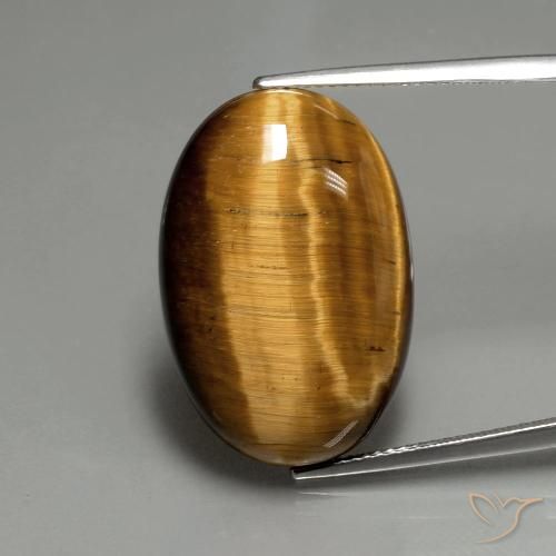20.74ct 자연스러운 미디엄 브라운 호랑이의 눈, 타원형, 불투명체