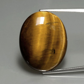 22.43캐럿 천연 골드 브라운 Tiger's Eye, 타원형 컷, 25.2×20.3 mm, 불투명체