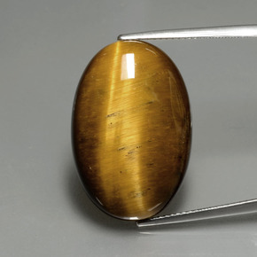 20.21캐럿 천연 골드 브라운 Tiger's Eye, 타원형 컷, 24.7×16.7 mm, 불투명체