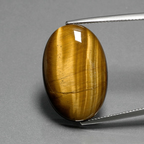 19.87캐럿 천연 골드 브라운 Tiger's Eye, 타원형 컷, 24.7×16.6 mm, 불투명체