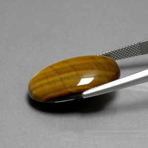19.87캐럿 천연 골드 브라운 Tiger's Eye, 타원형 컷, 24.7×16.6 mm, 불투명체