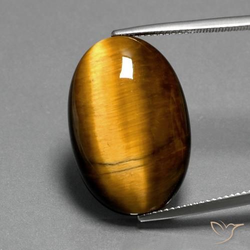 19.68ct 자연스러운 미디엄 브라운 호랑이의 눈, 타원형, 불투명체