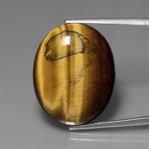 22.74캐럿 천연 골드 브라운 Tiger's Eye, 타원형 컷, 25.3×20.2 mm, 불투명체