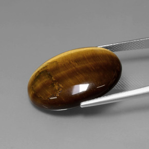 22.74캐럿 천연 골드 브라운 Tiger's Eye, 타원형 컷, 25.3×20.2 mm, 불투명체