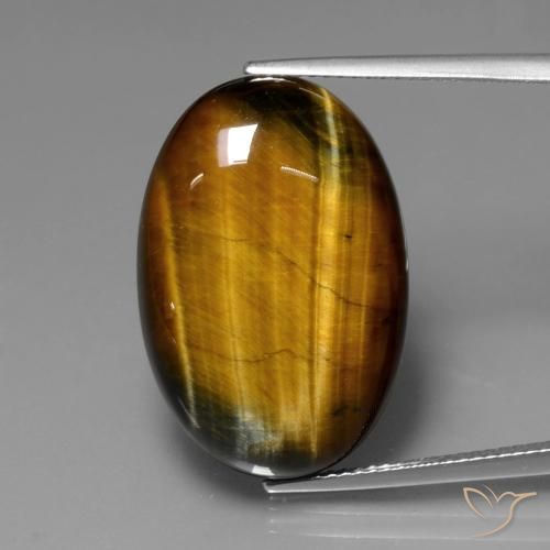 20.61ct 자연스러운 미디엄 브라운 호랑이의 눈, 타원형, 불투명체