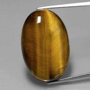 20.54캐럿 천연 골드 브라운 Tiger's Eye, 타원형 컷, 24.7×16.6 mm, 불투명체