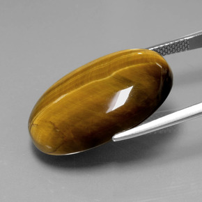 20.54캐럿 천연 골드 브라운 Tiger's Eye, 타원형 컷, 24.7×16.6 mm, 불투명체