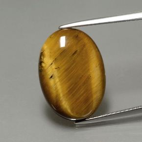 7.51캐럿 천연 골드 브라운 Tiger's Eye, 타원형 컷, 17.9×12.9 mm, 불투명체