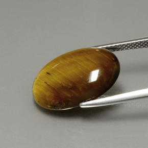 7.51캐럿 천연 골드 브라운 Tiger's Eye, 타원형 컷, 17.9×12.9 mm, 불투명체