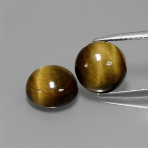 캐럿 천연 골드 브라운 호랑이의 눈 보석, 라운드 컷, 불투명체