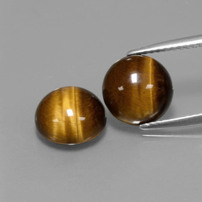 캐럿 천연 골드 브라운 Tiger's Eye 보석, 라운드 컷, 9.04 mm, 불투명체