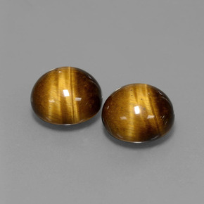 캐럿 천연 골드 브라운 Tiger's Eye 보석, 라운드 컷, 9.04 mm, 불투명체