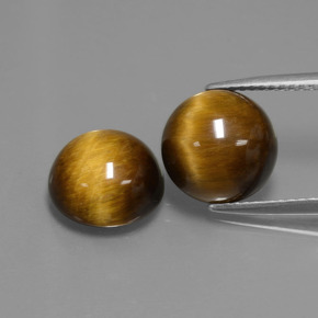 캐럿 천연 골드 브라운 타이거아이 보석, 라운드 컷, 불투명체