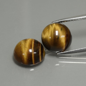 캐럿 천연 골드 브라운 Tiger's Eye 보석, 라운드 컷, 10.14 mm, 불투명체