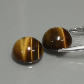 캐럿 천연 골드 브라운 Tiger's Eye 보석, 라운드 컷, 10.14 mm, 불투명체