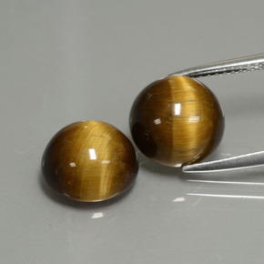 캐럿 천연 골드 브라운 호랑이의 눈 보석, 라운드 컷, 불투명체