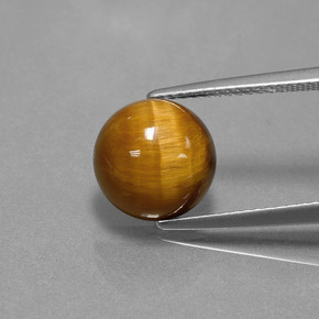 3.69캐럿 천연 골드 브라운 Tiger's Eye, 라운드 컷, 10.06 mm, 불투명체