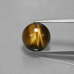 3.72캐럿 천연 골드 브라운 Tiger's Eye, 라운드 컷, 10.08 mm, 불투명체