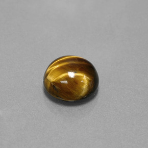 3.72캐럿 천연 골드 브라운 Tiger's Eye, 라운드 컷, 10.08 mm, 불투명체