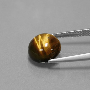 3.72캐럿 천연 골드 브라운 Tiger's Eye, 라운드 컷, 10.08 mm, 불투명체