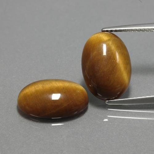 9.04캐럿 천연 골든 브라운 Tiger's Eye 보석, 타원형 컷, 14×10 mm, 불투명체
