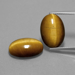 캐럿 천연 골드 브라운 호랑이의 눈 보석, 타원형 컷, 불투명체