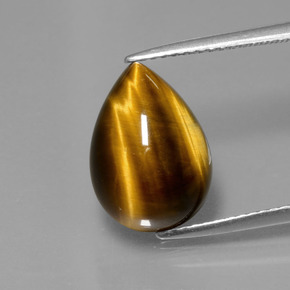 5.05캐럿 천연 골드 브라운 Tiger's Eye, 배 모양, 13.7×9.8 mm, 불투명체