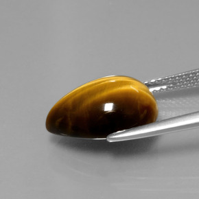 5.05캐럿 천연 골드 브라운 Tiger's Eye, 배 모양, 13.7×9.8 mm, 불투명체