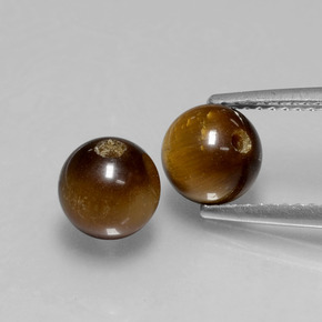 캐럿 천연 골드 브라운 Tiger's Eye 보석, 구형 / 볼, 6.51 mm, 불투명체