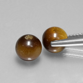 캐럿 천연 골드 브라운 Tiger's Eye 보석, 구형 / 볼, 6.51 mm, 불투명체