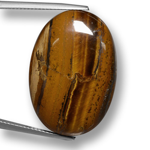 33.59캐럿 천연 붉은빛 브라운 Tiger's Eye, 타원형 컷, 28.1×19.6 mm, 불투명체