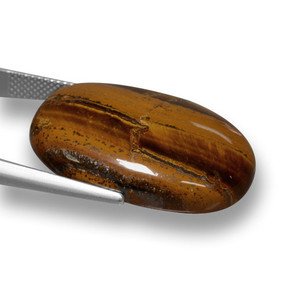 33.59캐럿 천연 붉은빛 브라운 Tiger's Eye, 타원형 컷, 28.1×19.6 mm, 불투명체