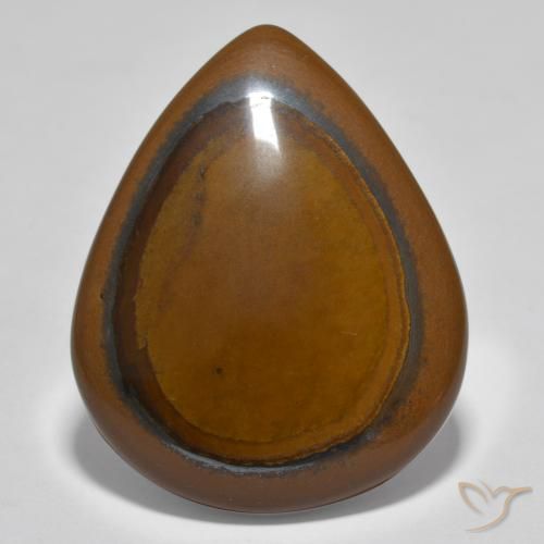 34.80ct 자연스러운 시더 브라운 호랑이의 눈, 배 모양, 불투명체