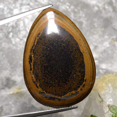35.89ct 자연스러운 피칸 브라운 호랑이의 눈, 배 모양, 불투명체