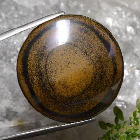 59.01캐럿 천연 브라운 Tiger's Eye, 라운드 컷, 30.57 mm, 불투명체